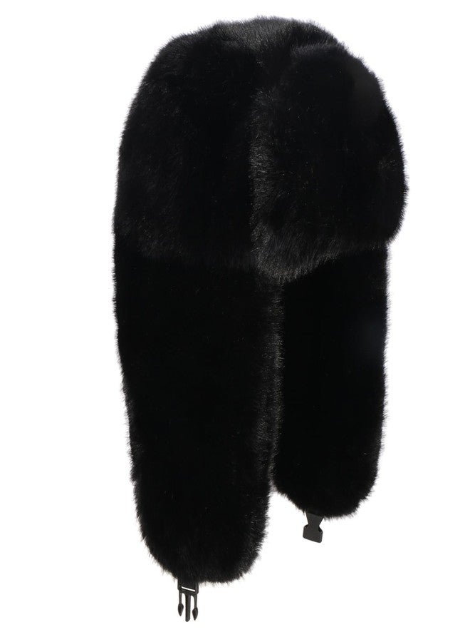 TZ Promise Men Women Winter Fuzzy Fluffy Solid Trapper Hats Windproof Hood Russian Trooper Warm Ear Flaps Cold Weather (Black) - Image 1
